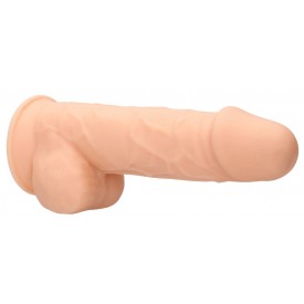 Телесный фаллоимитатор Silicone Dildo With Balls - 21,6 см.