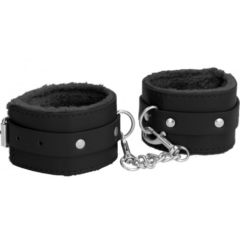 Черные поножи Plush Leather Ankle Cuffs